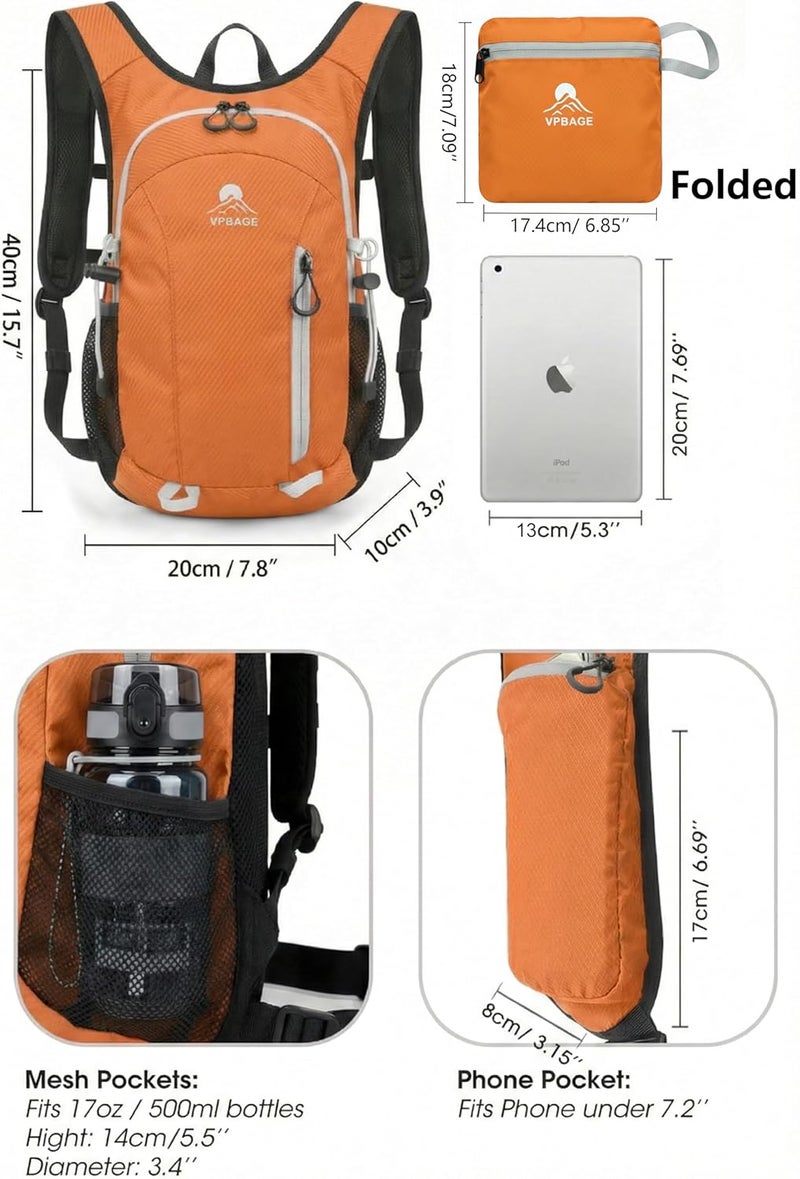 VPBAGE Store Foldable Small Hiking Backpack with 3 Strap Pockets – Lightweight 300D Spill-proof Daypack for Men Women – Packable Small Travel Backpack with Chest Strap & Trekking Pole Holder – Durable Outdoor Bag - Image 5